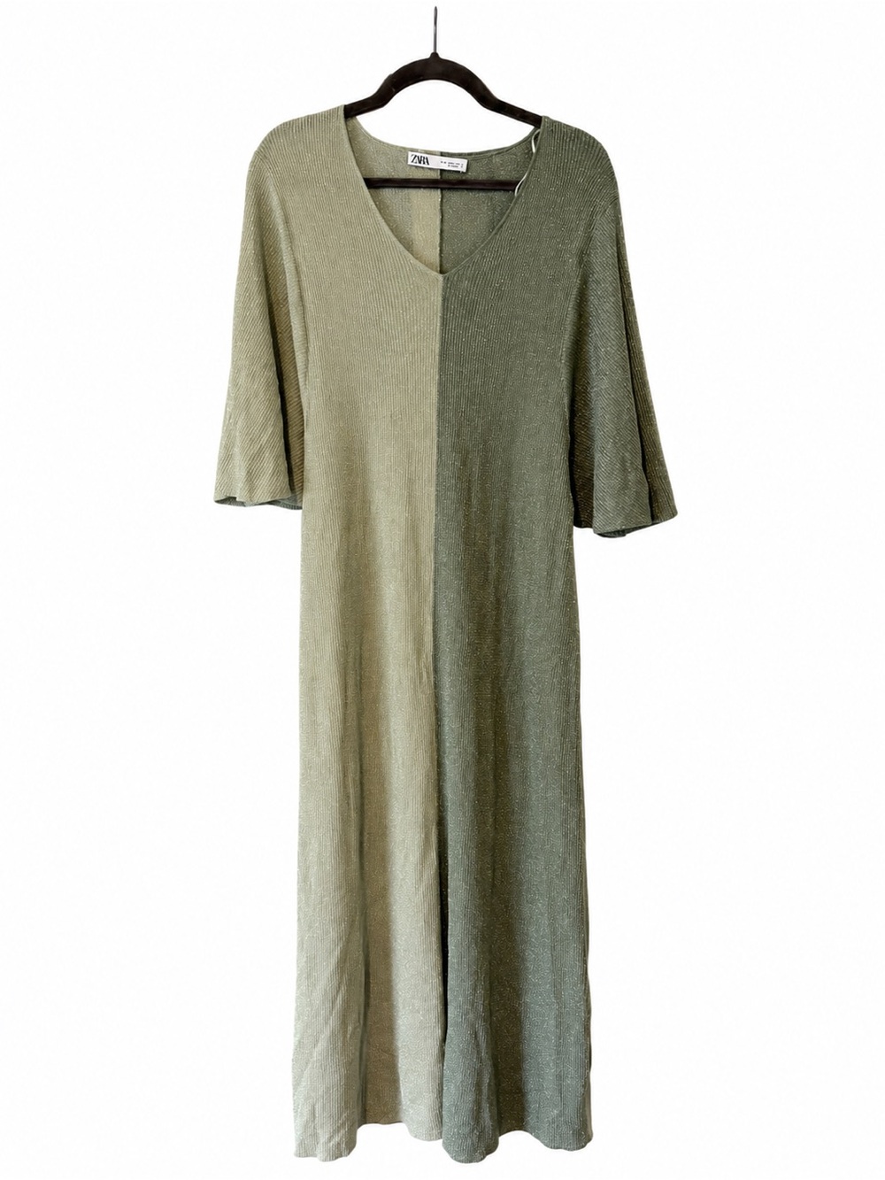 Zara Mint Shimmer Two Tone/Color Block Maxi Kimono Dress